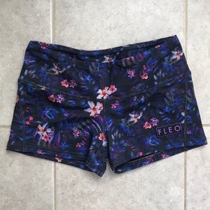 Fleo Purple Flower Workout Shorts